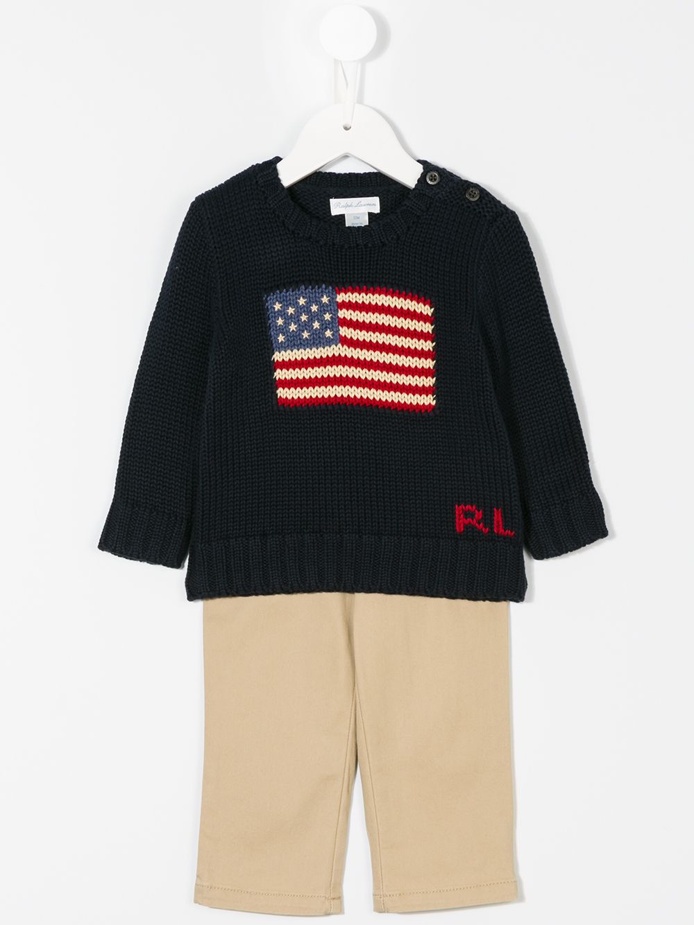 Maglione per neonato Ralph Lauren Kids blu con ricamo bandiera - Rubino Kids