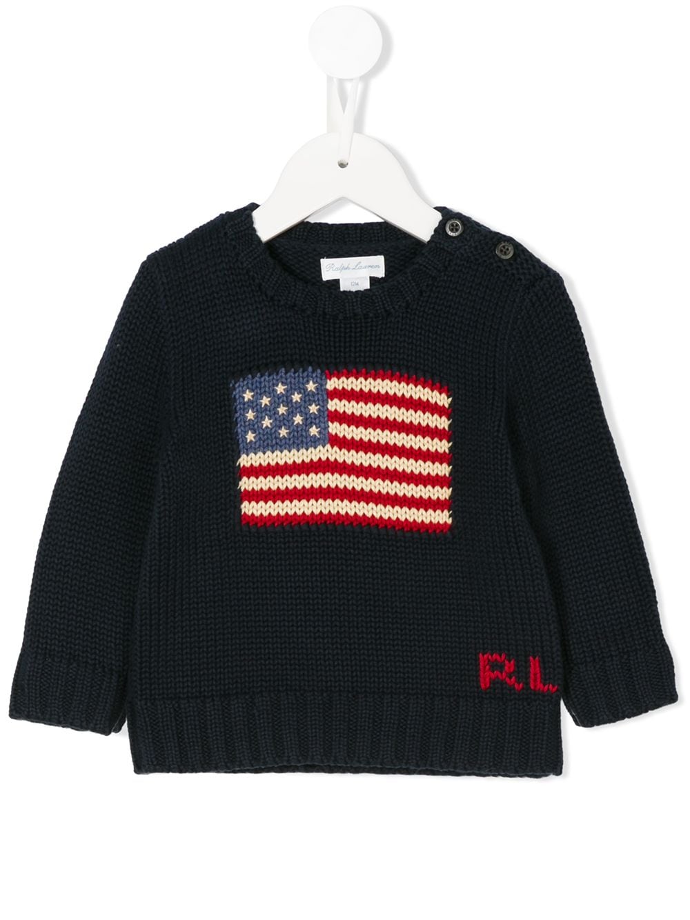 Maglione per neonato Ralph Lauren Kids blu con ricamo bandiera - Rubino Kids