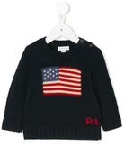 Maglione per neonato Ralph Lauren Kids blu con ricamo bandiera - Rubino Kids