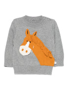 Maglione per neonato Stella McCartney Kids grigio con ricamo cavallo - Rubino Kids