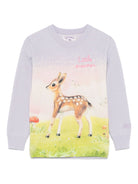 Maglione Princess per bambina MC2 Saint Barth Kids viola con stampa stile illuminazione - Rubino Kids