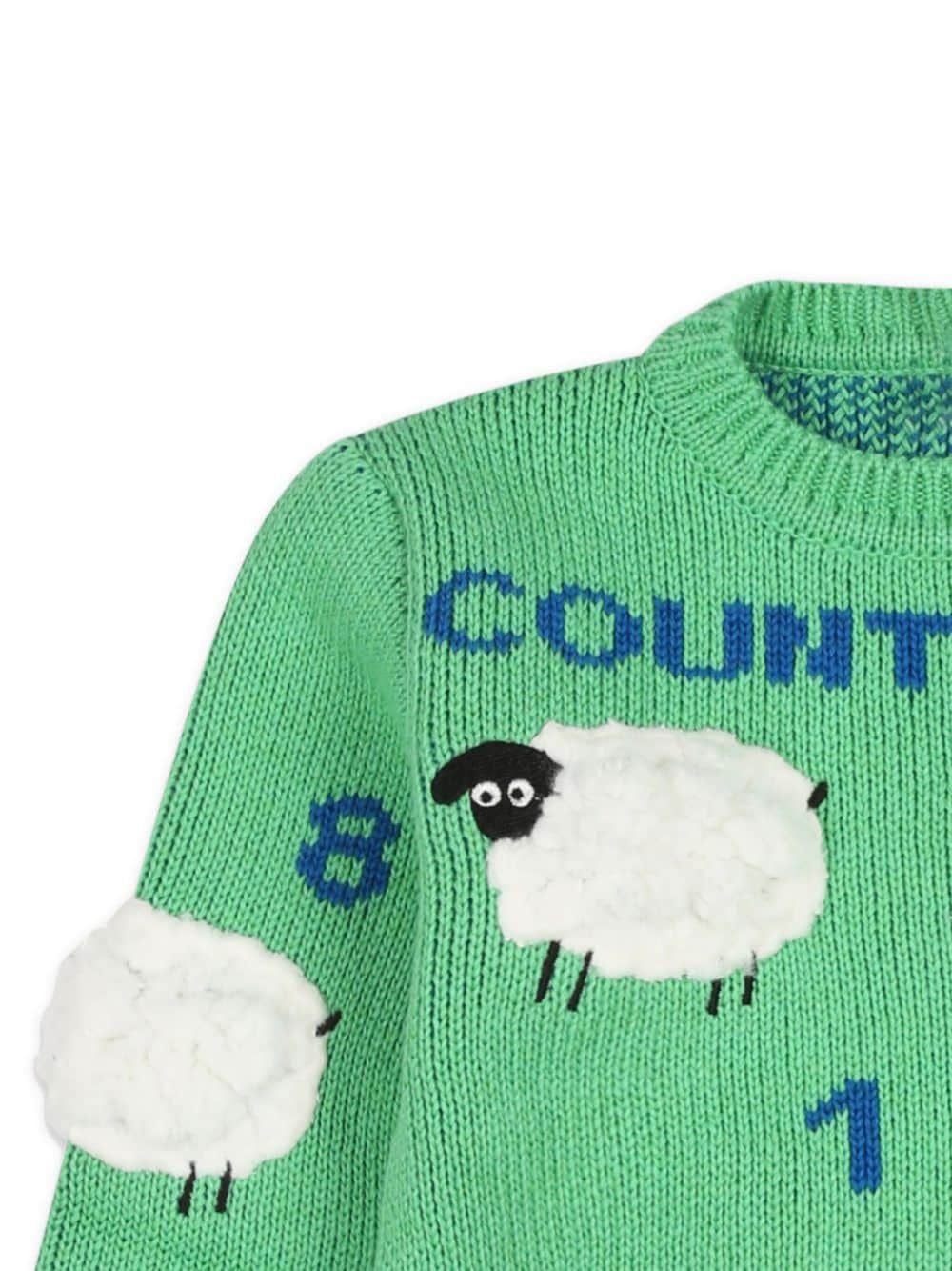 Maglione ricamato con pecora per neonato Stella McCartney Kids verde con maniche lunghe - Rubino Kids