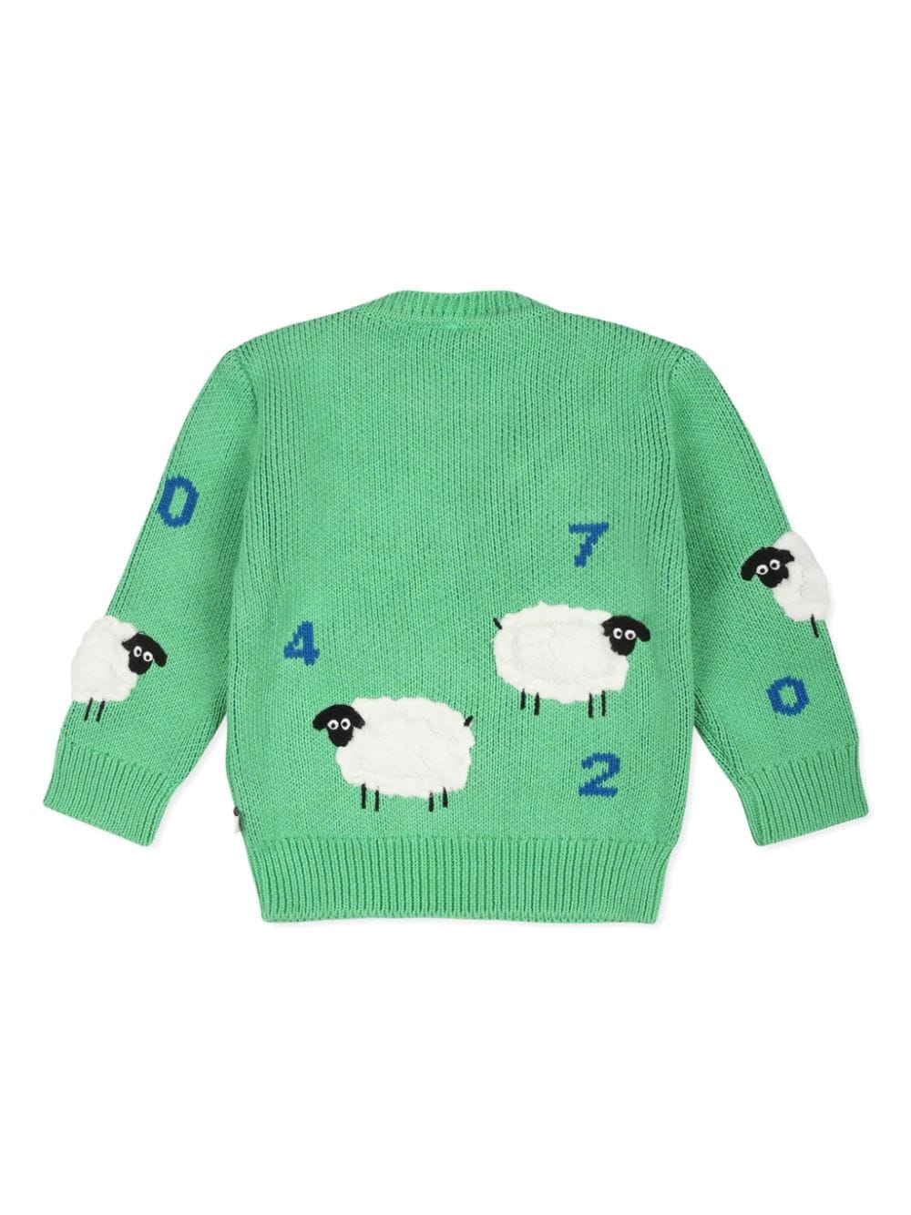 Maglione ricamato con pecora per neonato Stella McCartney Kids verde con maniche lunghe - Rubino Kids