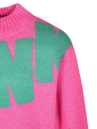 Maglione rosa per bambina a collo alto Billieblush - Rubino Kids