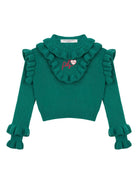 Maglione verde per bambina con ruches Philosophy Di Lorenzo Serafini Kids - Rubino Kids