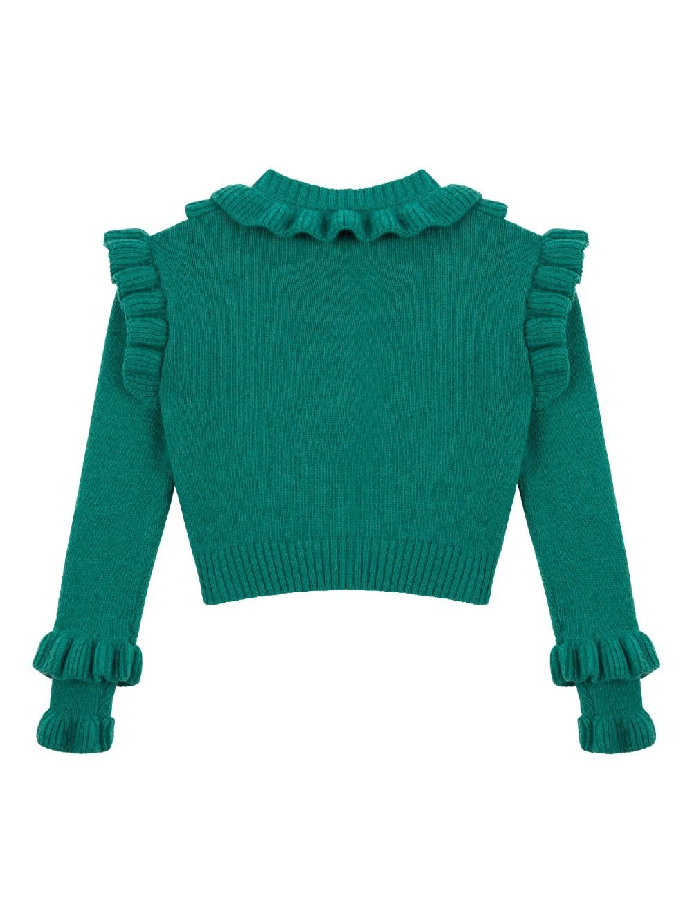 Maglione verde per bambina con ruches Philosophy Di Lorenzo Serafini Kids - Rubino Kids