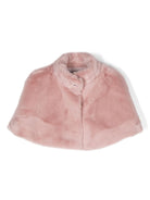 Mantella in finta pelliccia per bambina Monnalisa rosa con colletto rialzato - Rubino Kids