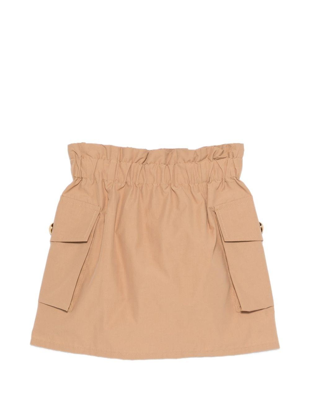 Minigonna per bambina Balmain Kids beige con tasche a patta - Rubino Kids
