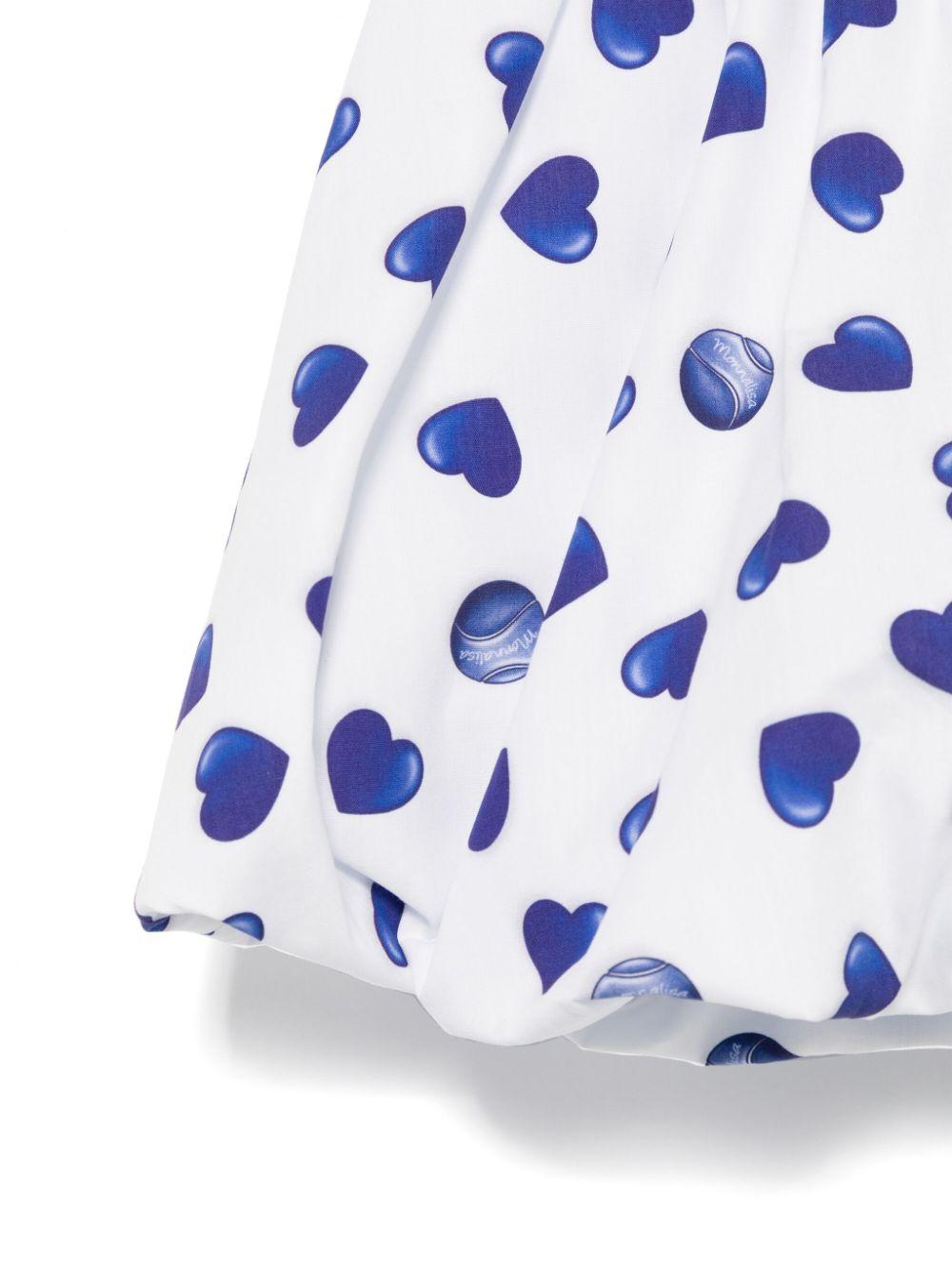 Minigonna per bambina Monnalisa bianco con stampa cuore blu - Rubino Kids