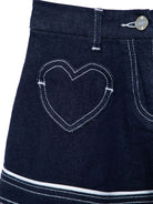 Minigonna per bambina Monnalisa in denim con cuciture a contrasto - Rubino Kids