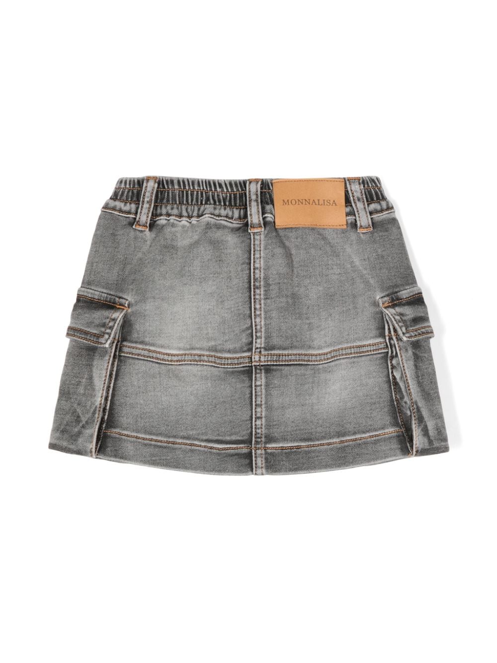 Minigonna per bambina Monnalisa in denim grigio modello svasato - Rubino Kids