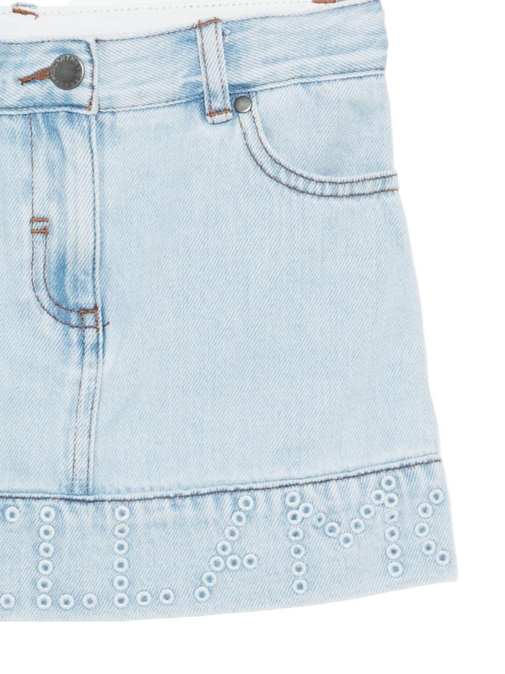 Minigonna per bambina Stella McCartney Kids in denim con occhielli - Rubino Kids
