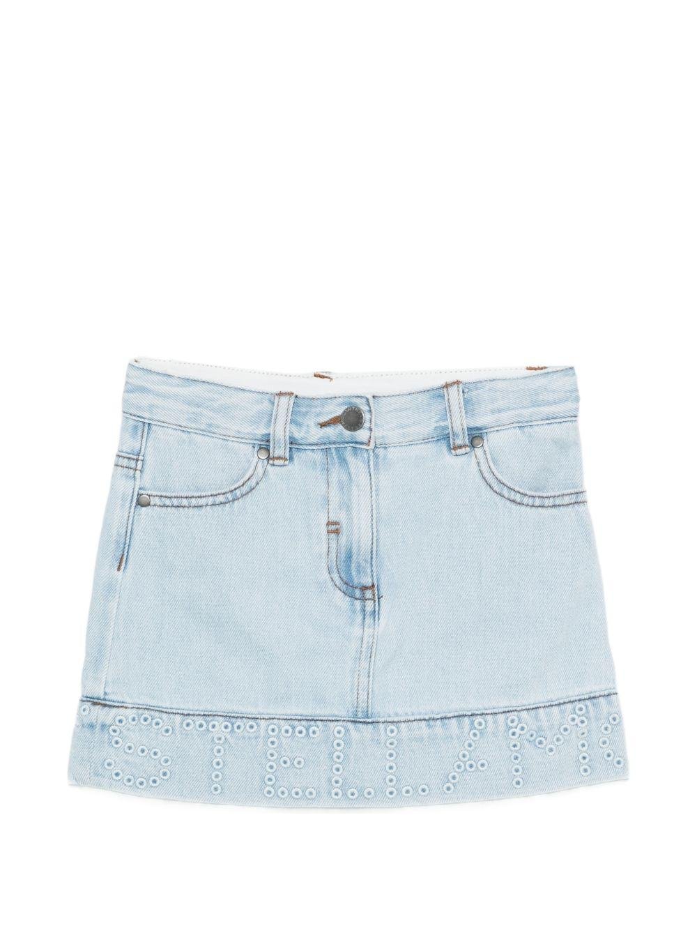 Minigonna per bambina Stella McCartney Kids in denim con occhielli - Rubino Kids