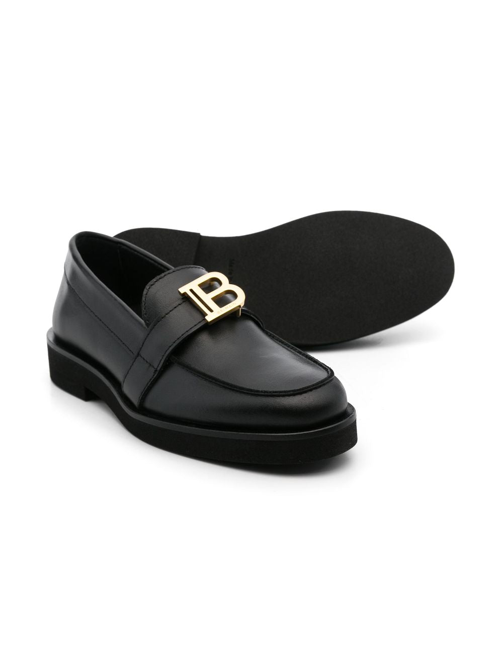 Mocassini con fibbia logo per bambino Balmain Kids nero con soletta in gomma - Rubino Kids