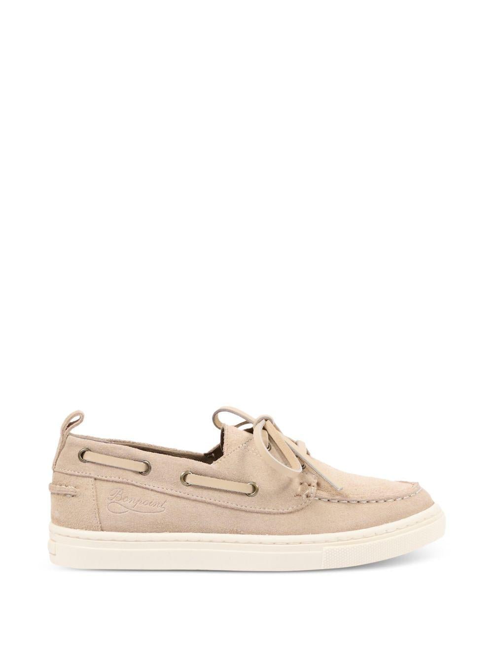 Mocassini da barca per bambino Bonpoint beige con lacci - Rubino Kids