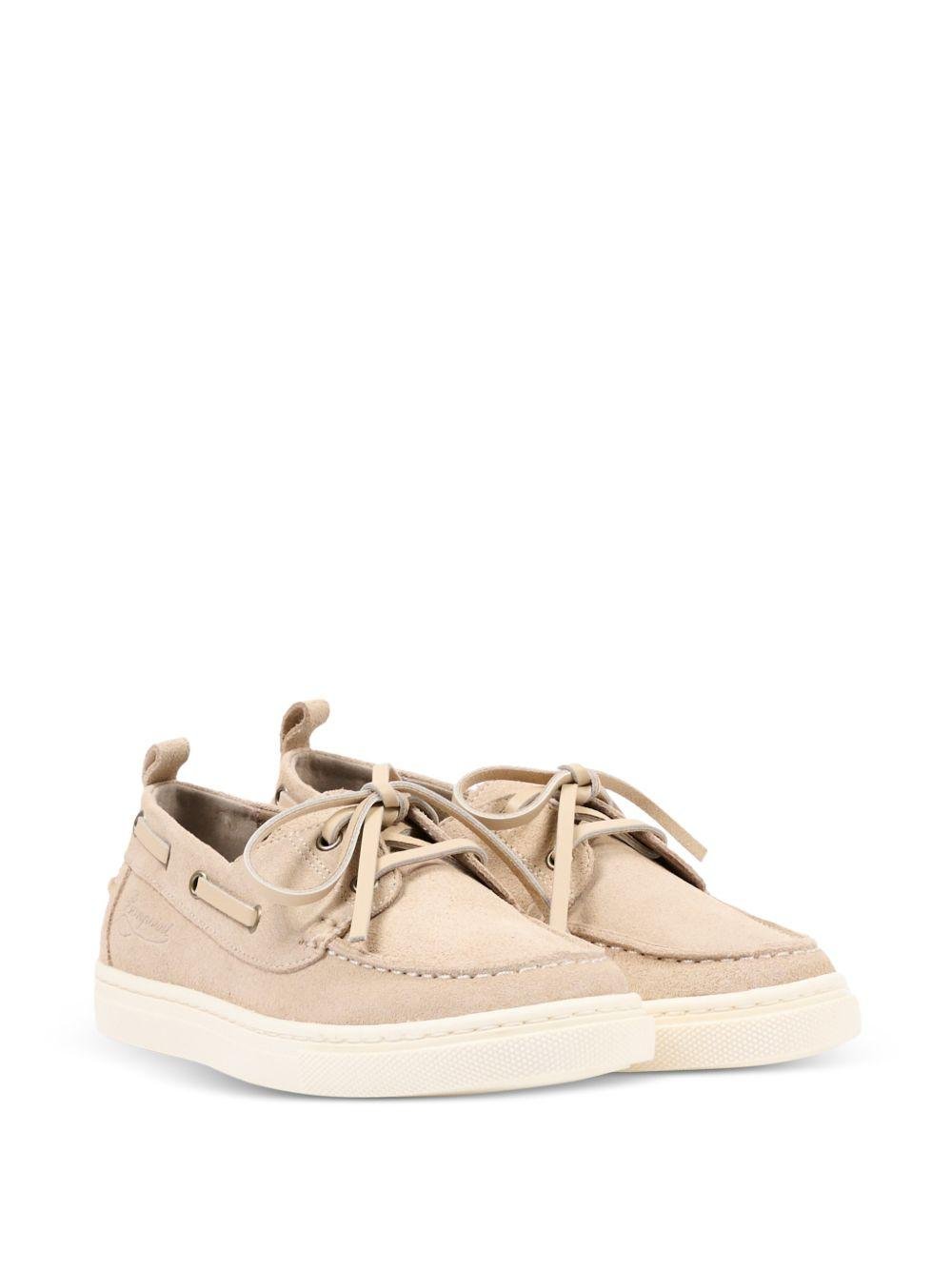 Mocassini da barca per bambino Bonpoint beige con lacci - Rubino Kids
