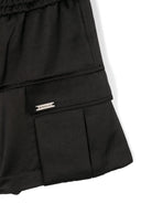 Pantaloncini cargo in raso per bambina Monnalisa nero con orlo dritto - Rubino Kids