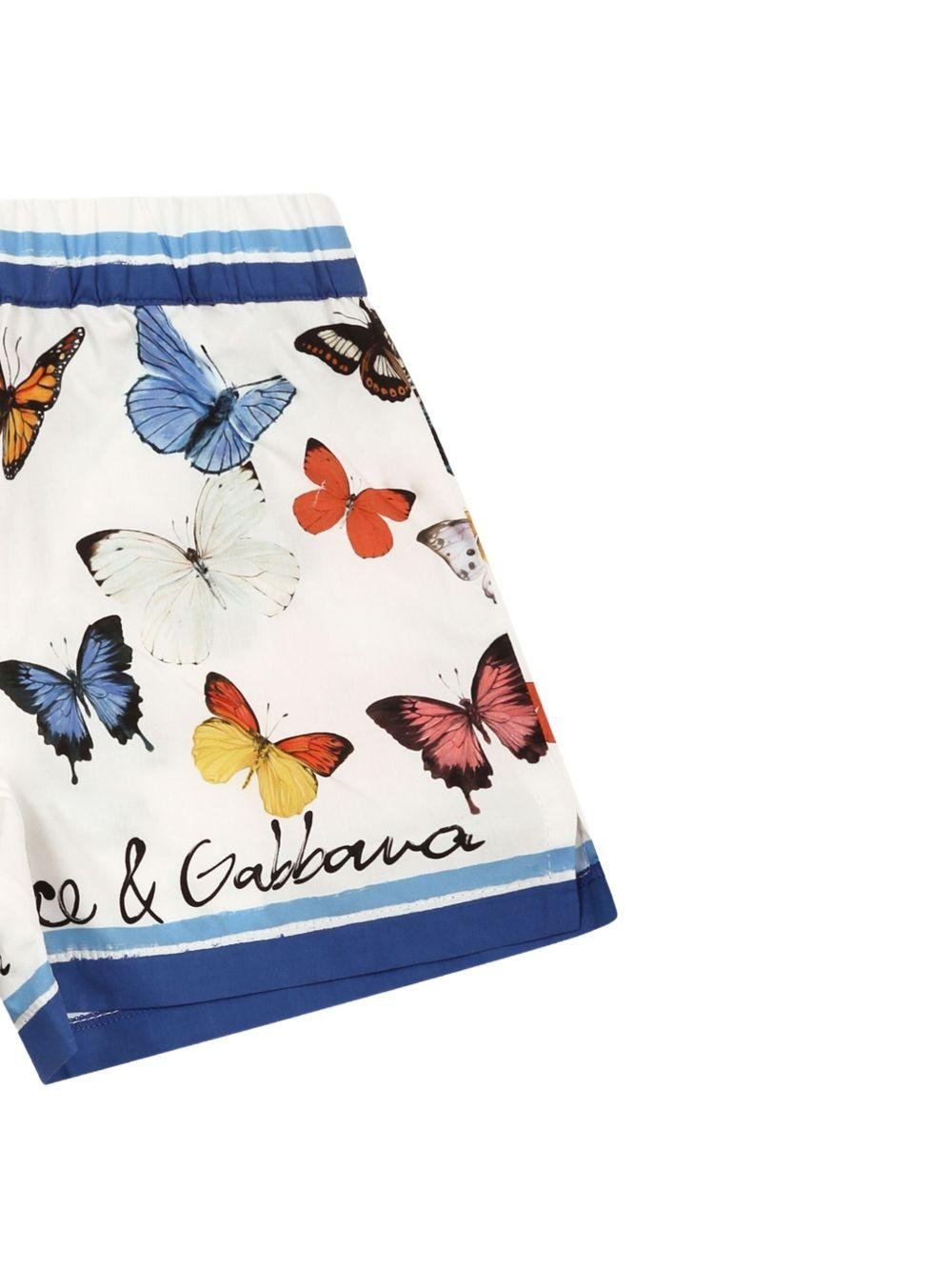 Pantaloncini con stampa a farfalla per neonata Dolce & Gabbana Kids bianco con logo stampato - Rubino Kids