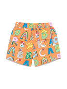 Pantaloncini da bagno con stampa illustrativa per neonato Stella McCartney Kids arancione con cintura elasticizzata - Rubino Kids