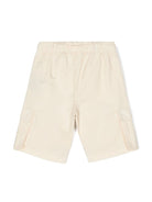 Pantaloncini per bambino John Richmond Junior beige con applicazioni frontali con logo - Rubino Kids