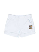 Pantaloncini per neonato Moschino Kids bianchi con logo Teddy - Rubino Kids