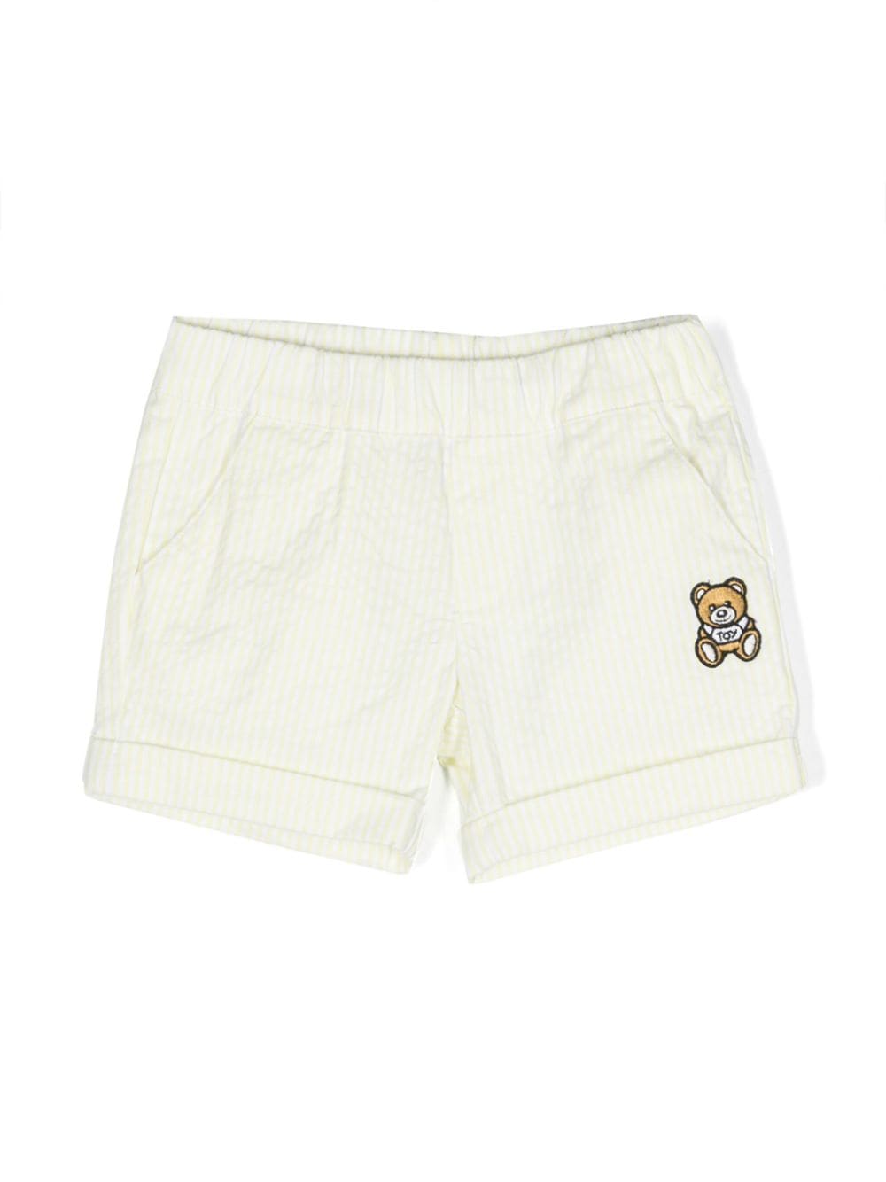 Pantaloncini per neonato Moschino Kids gialli con logo Teddy - Rubino Kids