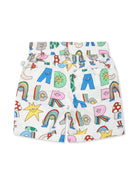 Pantaloncini per neonato Stella McCartney Kids bianco con stampa grafica - Rubino Kids