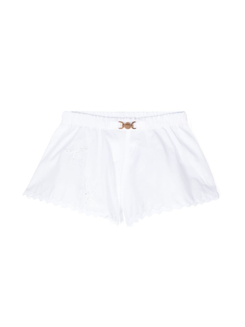 Pantaloncini Sangalo per neonata Versace Kids bianco con elastico in vita - Rubino Kids