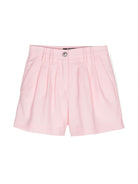 Pantaloncini sartoriali a vita alta per bambina Balmain Kids rosa con passanti per cintura - Rubino Kids