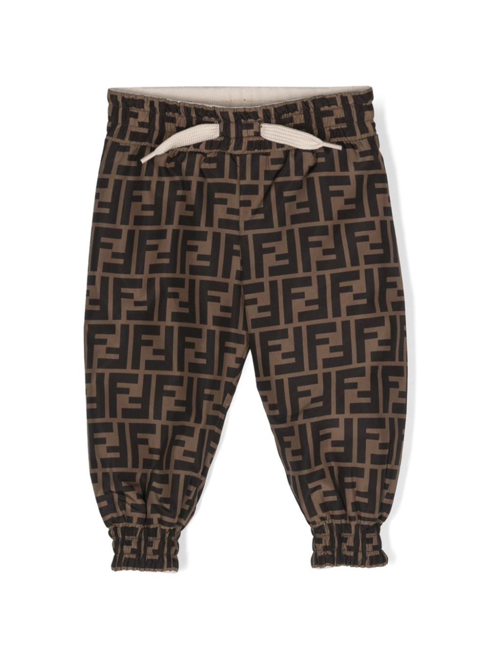 Pantalone baby reversibile in jersey per neonato Fendi Kids marrone con coulisse in vita - Rubino Kids