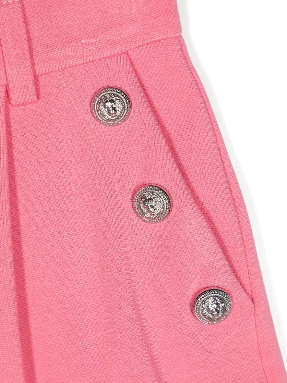 Pantaloni a gamba larga con pieghe per bambina Balmain Kids rosa con orlo risvoltato - Rubino Kids