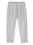 Pantaloni a spina di pesce per bambino Brunello Cucinelli Kids grigio con dettagli con pieghe - Rubino Kids