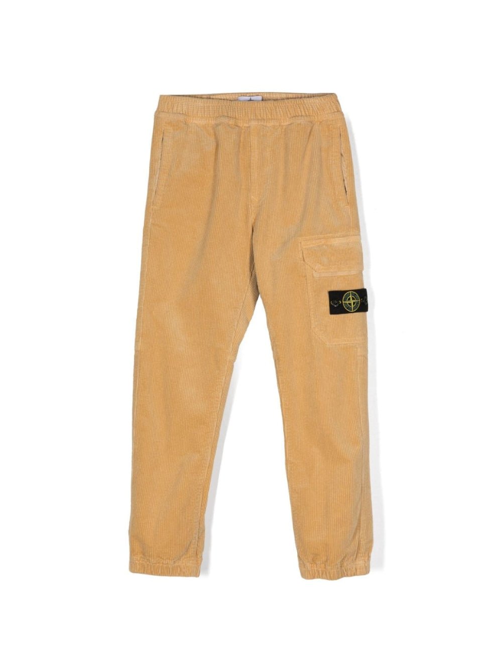 Pantaloni affusolati con applicazione Compass per bambino Stone Island Junior beige con velluto a coste - Rubino Kids