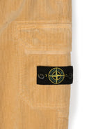 Pantaloni affusolati con applicazione Compass per bambino Stone Island Junior beige con velluto a coste - Rubino Kids