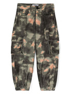 Pantaloni affusolati con stampa camouflage per bambino MSGM Kids verde con passanti - Rubino Kids