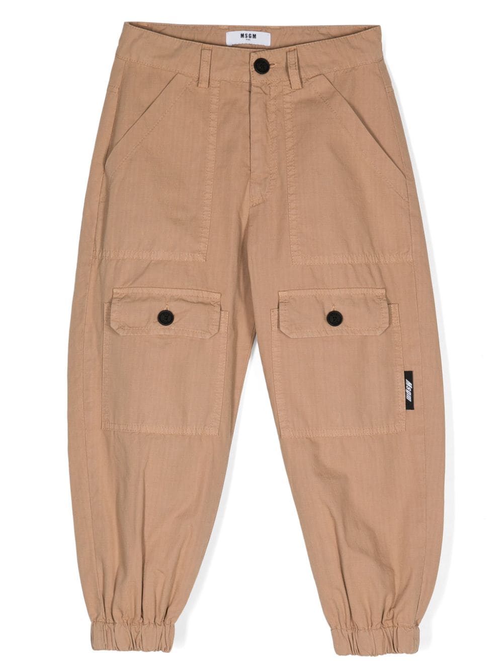 Pantaloni affusolati ripstop per bambino MSGM Kids beige con passanti - Rubino Kids