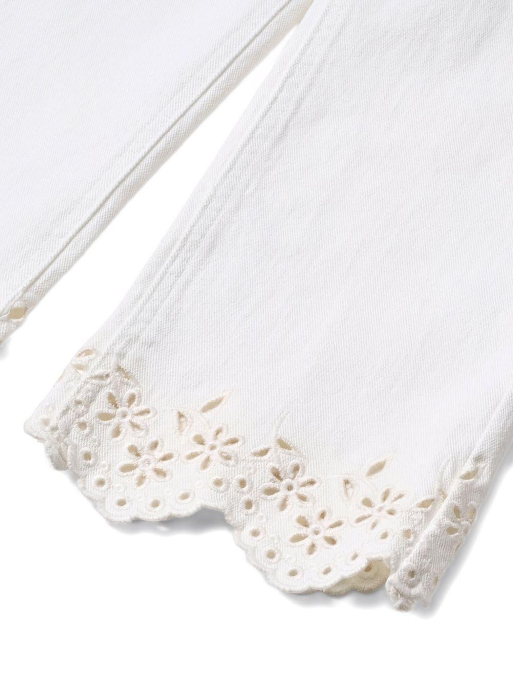 Pantaloni Ava per bambina Molo bianchi con rifinitura con occhielli - Rubino Kids