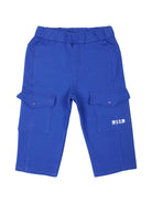 Pantaloni blu per neonato con ricamo logo frontale MSGM Kids - Rubino Kids