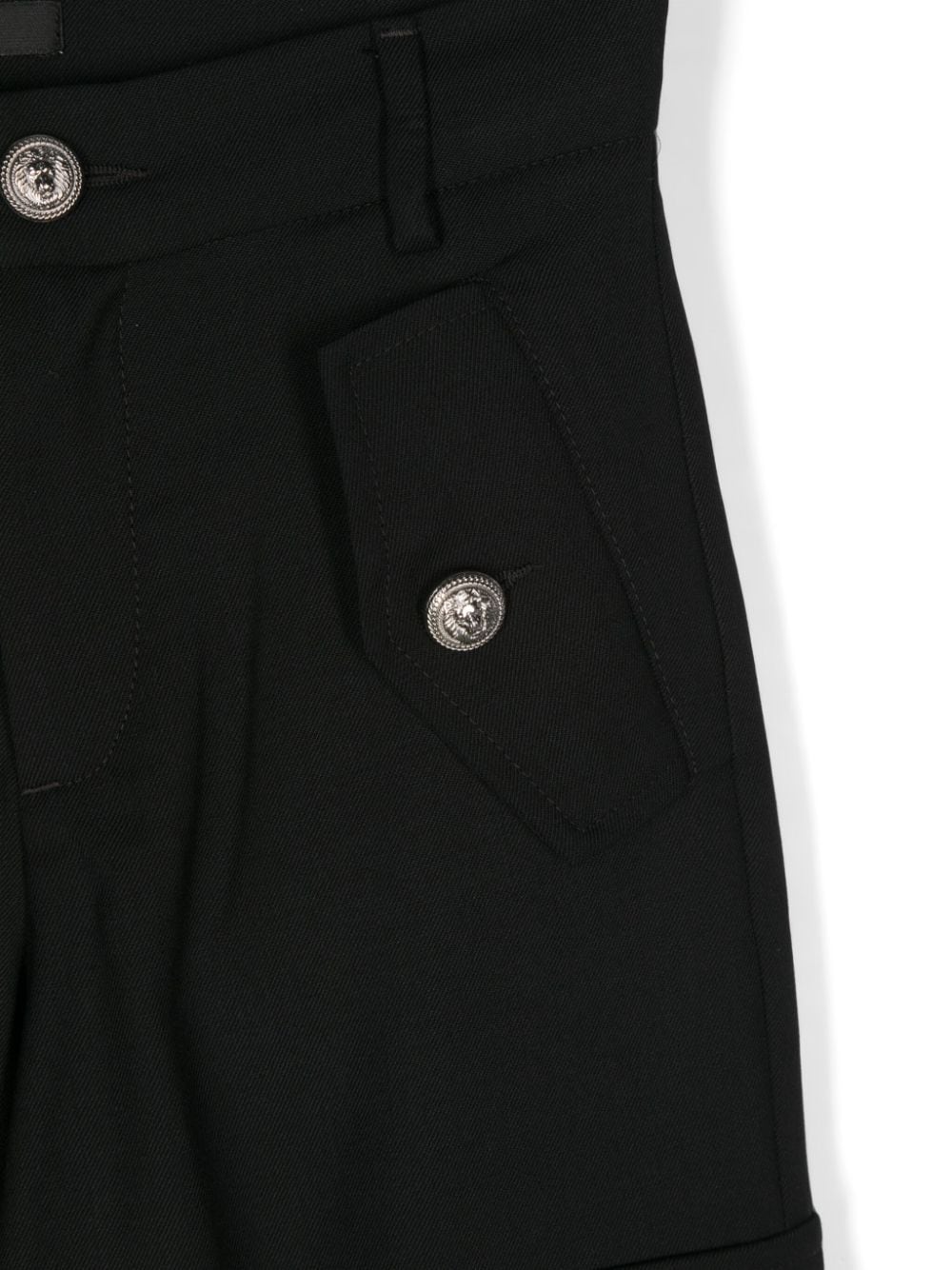 Pantaloni cargo in lana vergine per bambino Balmain Kids nero con gamba dritta - Rubino Kids