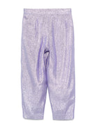 Pantaloni con finitura metallizzata per bambina Stella McCartney Kids viola con gamba affusolata - Rubino Kids