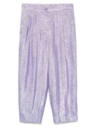 Pantaloni con finitura metallizzata per bambina Stella McCartney Kids viola con gamba affusolata - Rubino Kids