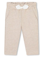 Pantaloni con fiocco per neonato Chloé Kids beige con taglio straight - Rubino Kids