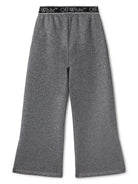 Pantaloni con logo in vita stile libro per bambina Off - White Kids grigio con gamba larga - Rubino Kids