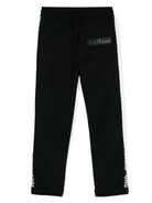 Pantaloni con logo jacquard per bambino John Richmond Junior nero con anelli a D - Rubino Kids