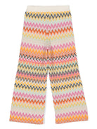 Pantaloni con motivo a zig zag per bambina Missoni Kids multicolor con gamba ampia - Rubino Kids