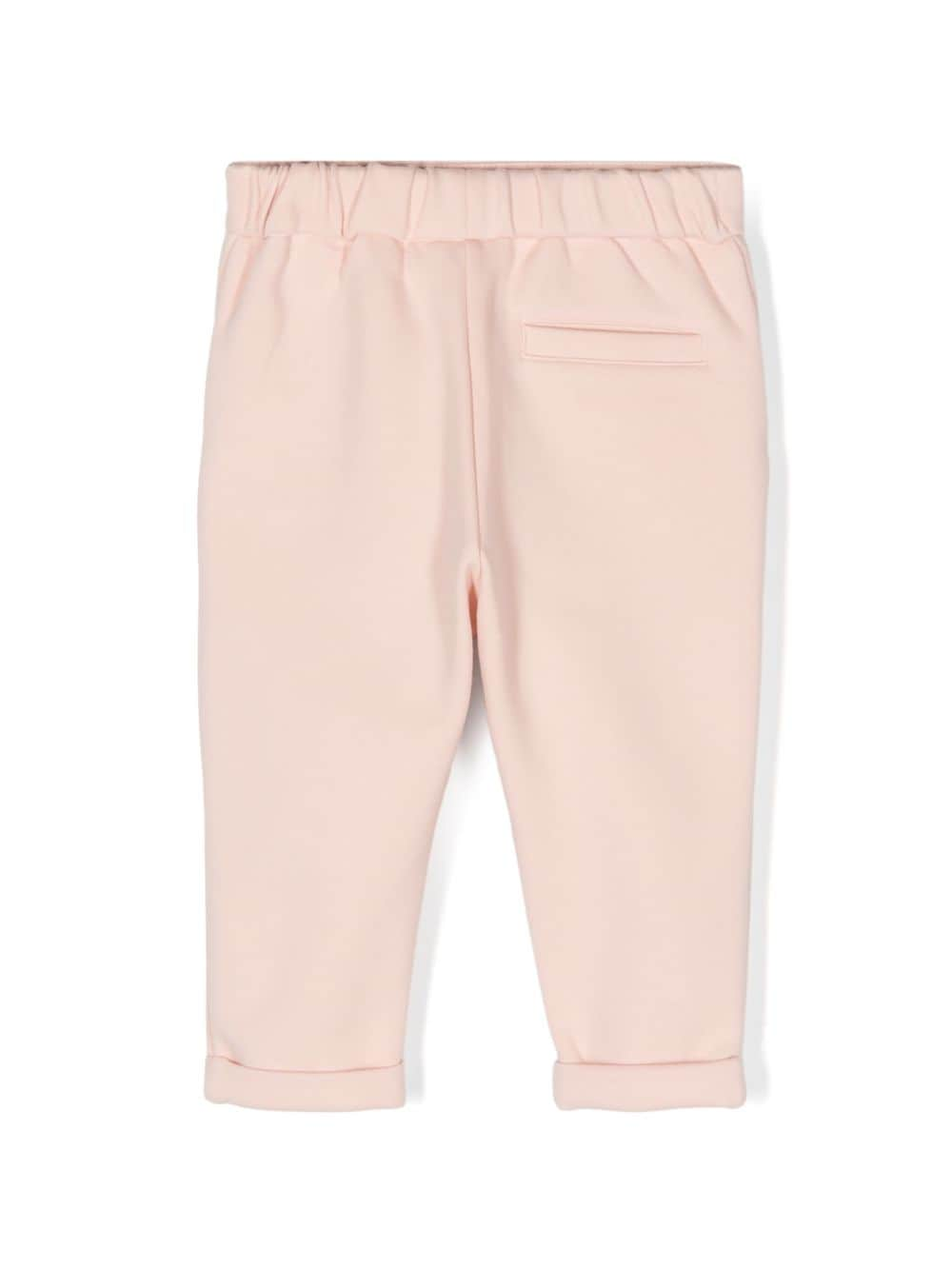 Pantaloni con ricamo per neonato Chloé Kids rosa con taglio slim - Rubino Kids