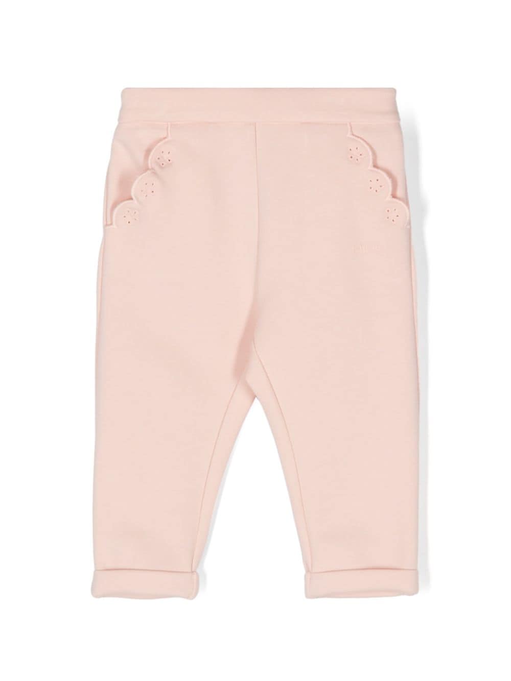 Pantaloni con ricamo per neonato Chloé Kids rosa con taglio slim - Rubino Kids