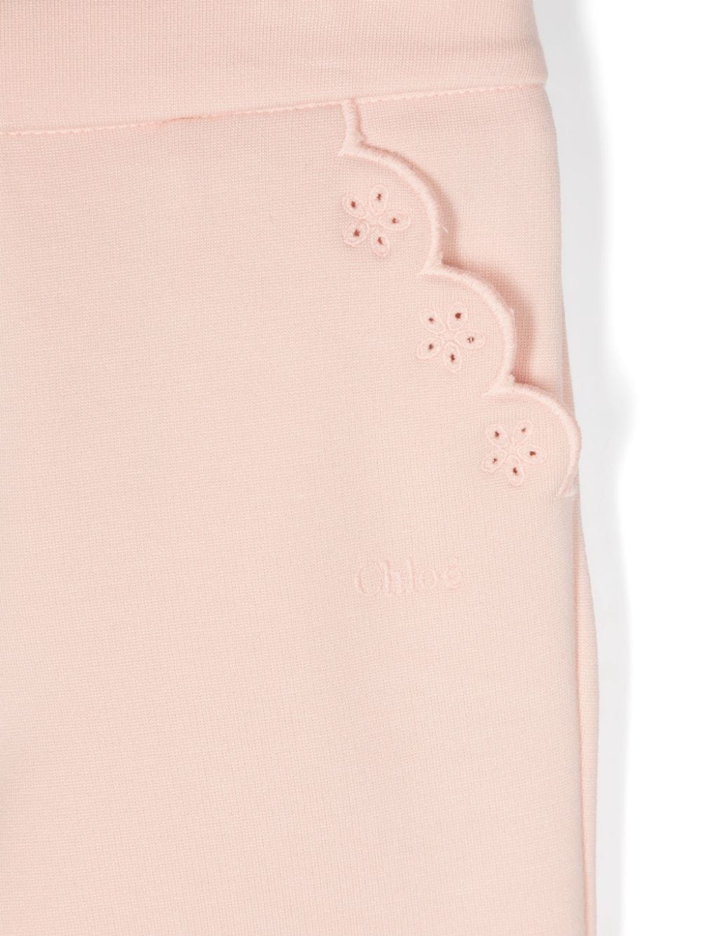 Pantaloni con ricamo per neonato Chloé Kids rosa con taglio slim - Rubino Kids