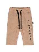 Pantaloni con ricamo per neonato John Richmond Junior beige con velluto a coste - Rubino Kids