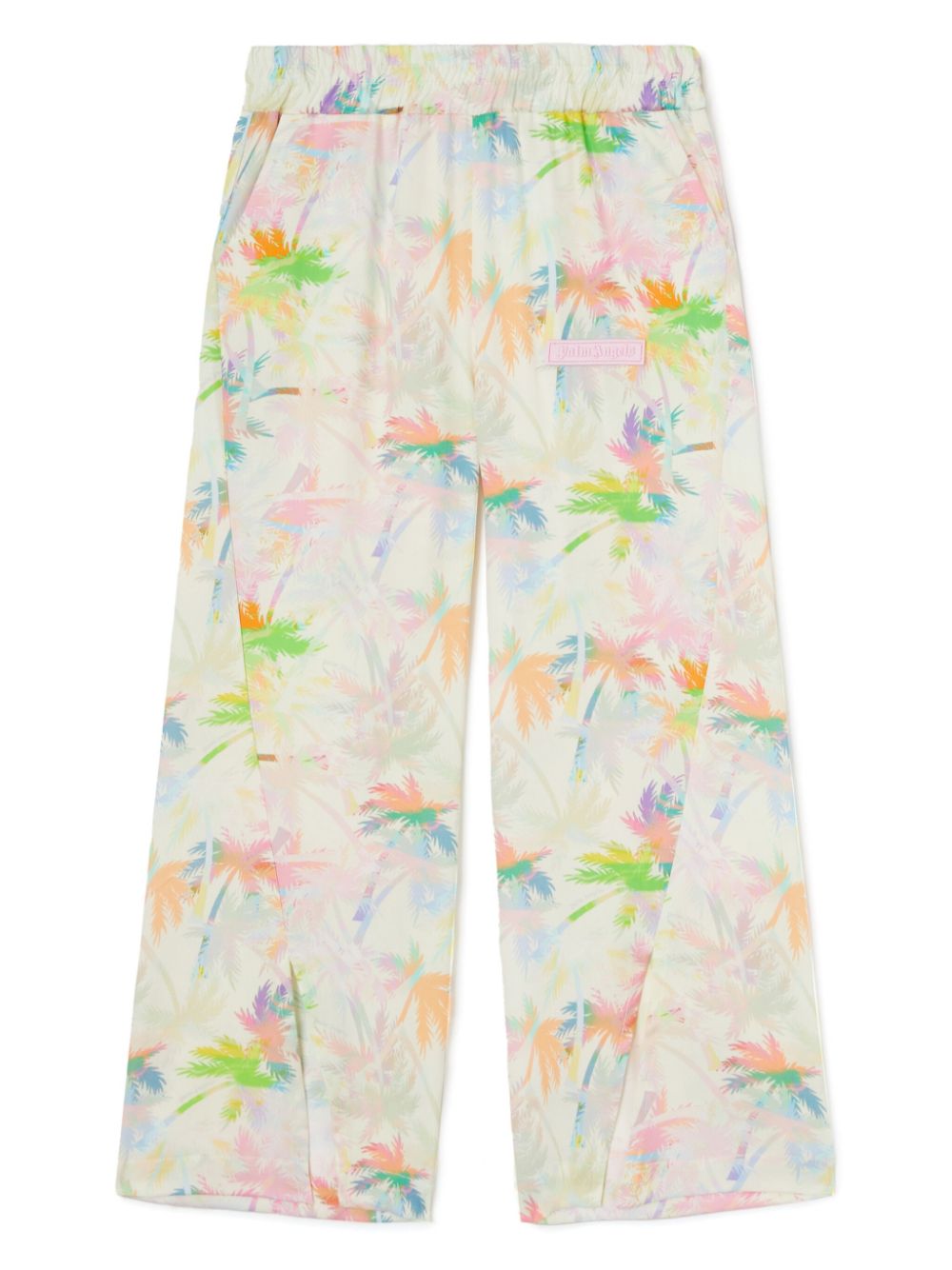 Pantaloni con stampa Palm Tree per bambina Palm Angels Kids bianco con vita elasticizzata - Rubino Kids